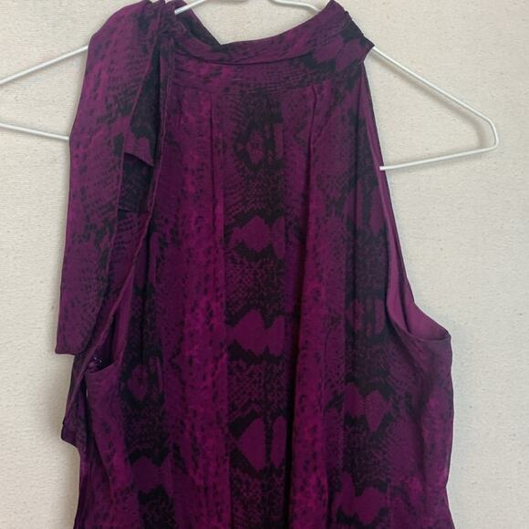 WHBM women's size 2 dress purple black snakeskin high neck bow white house XS - Picture 11 of 11